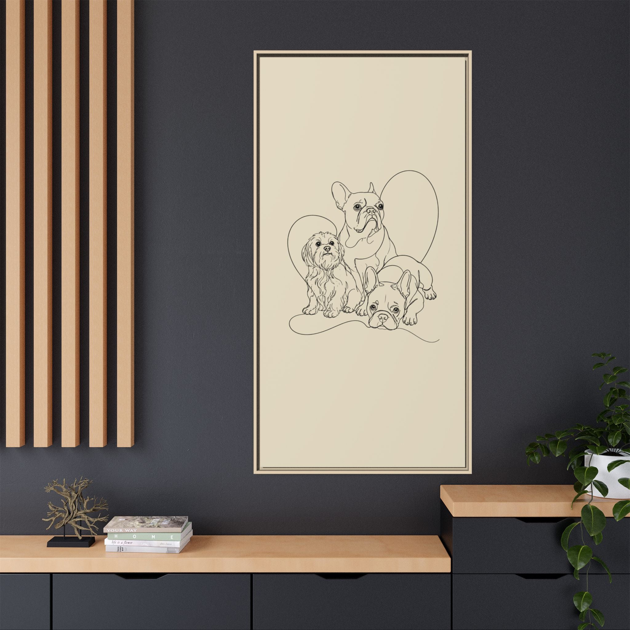Frenchie Matte Canvas, Framed (Multi-color)