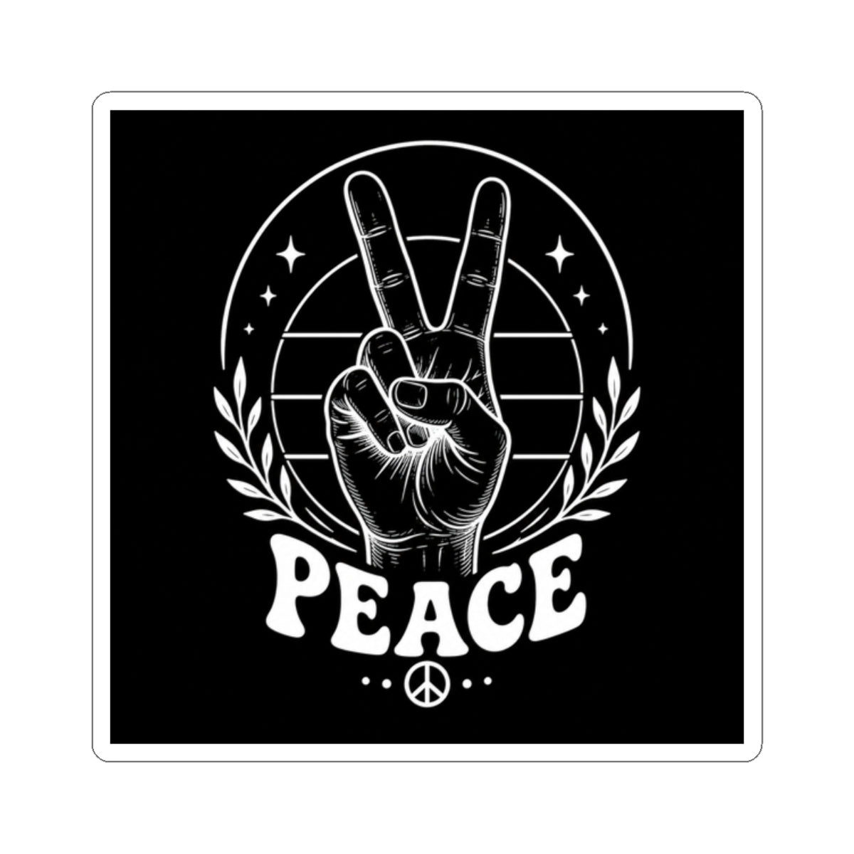 Peace Hand Kiss-Cut Sticker — Retro Victory Sign Sticker for Laptops & Journals
