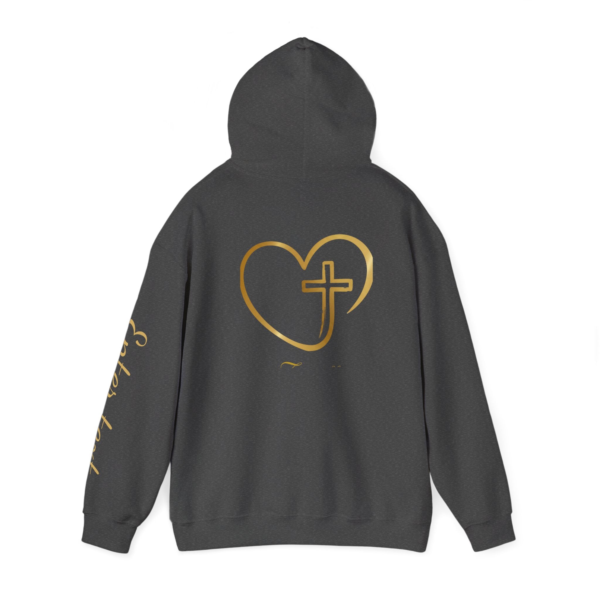 Copy of Personalized Christian Heart Hoodie — Gold Cross Heart Religious Pullover