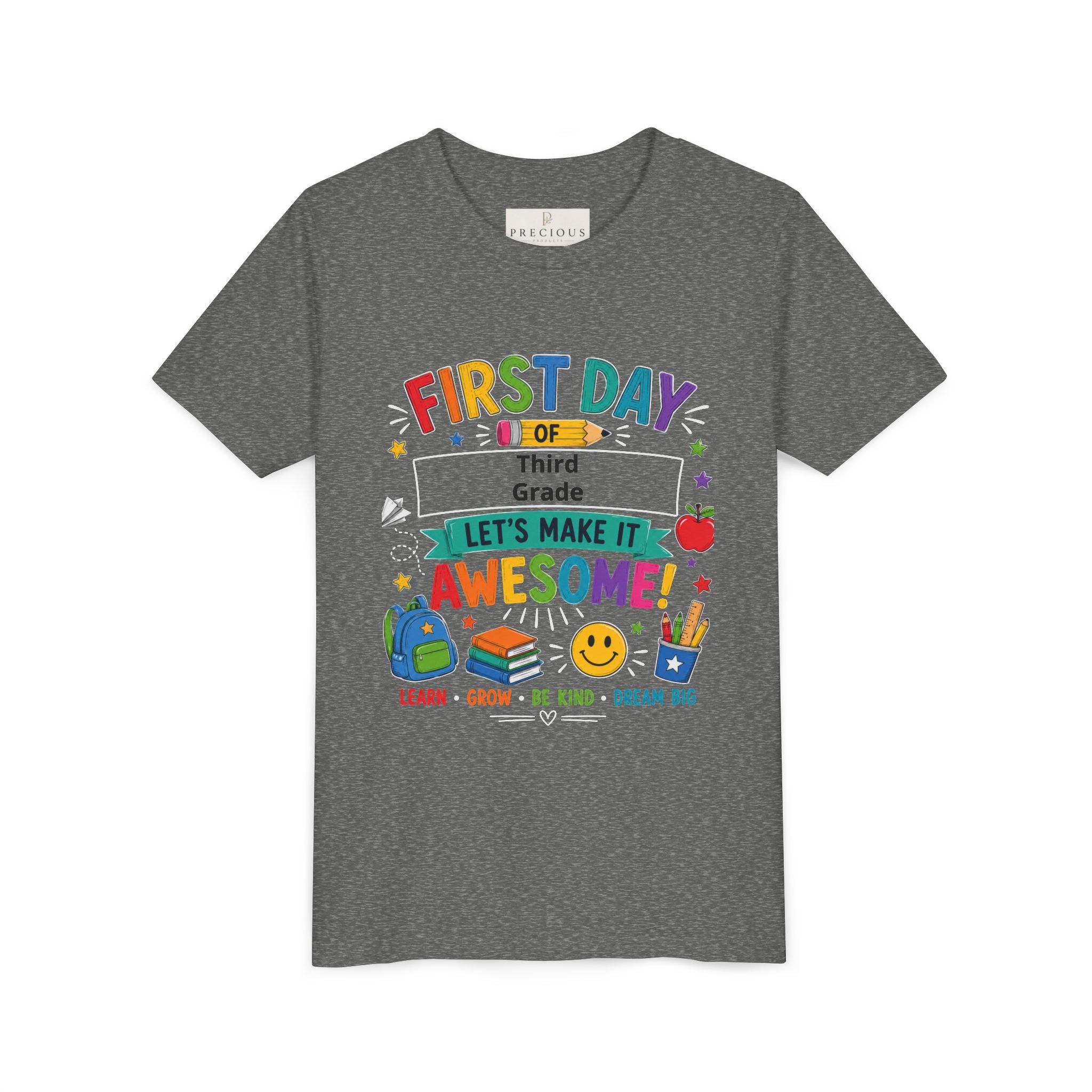First Day of School Personalized Youth Tee — "Let's Make It Awesome!" Backname Personalizable (David 2026)