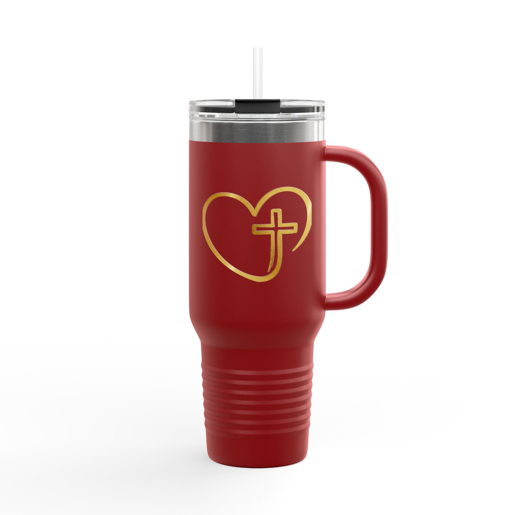 Personalized Christian Heart Cross 40oz Insulated Travel Mug