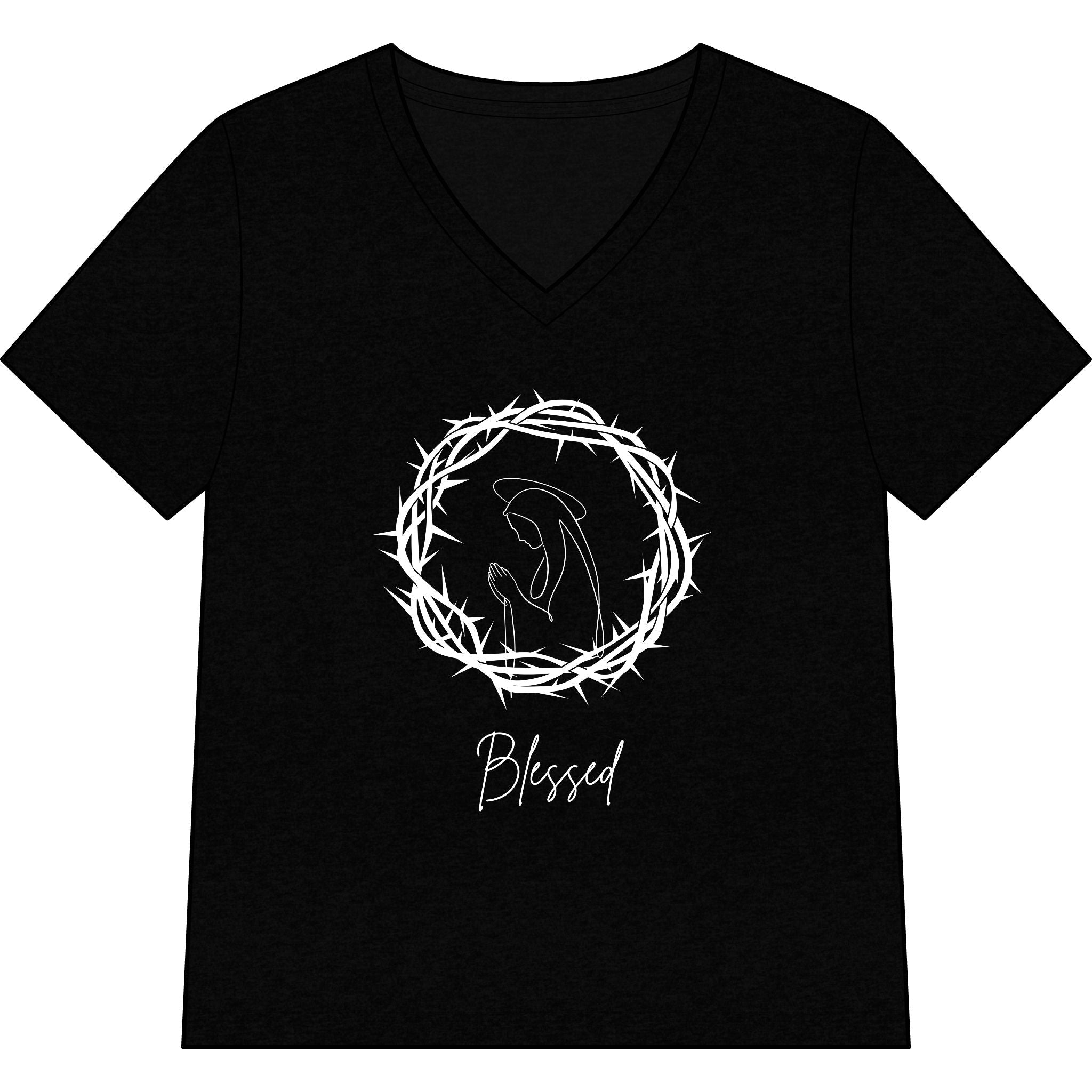 Blessed Dolphin V-Neck Tee — Women’s Faith Graphic Shirt