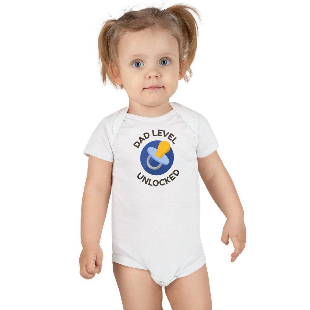 Dad Level Unlocked Baby Onesie - Organic Baby Bodysuit with Pacifier Graphic
