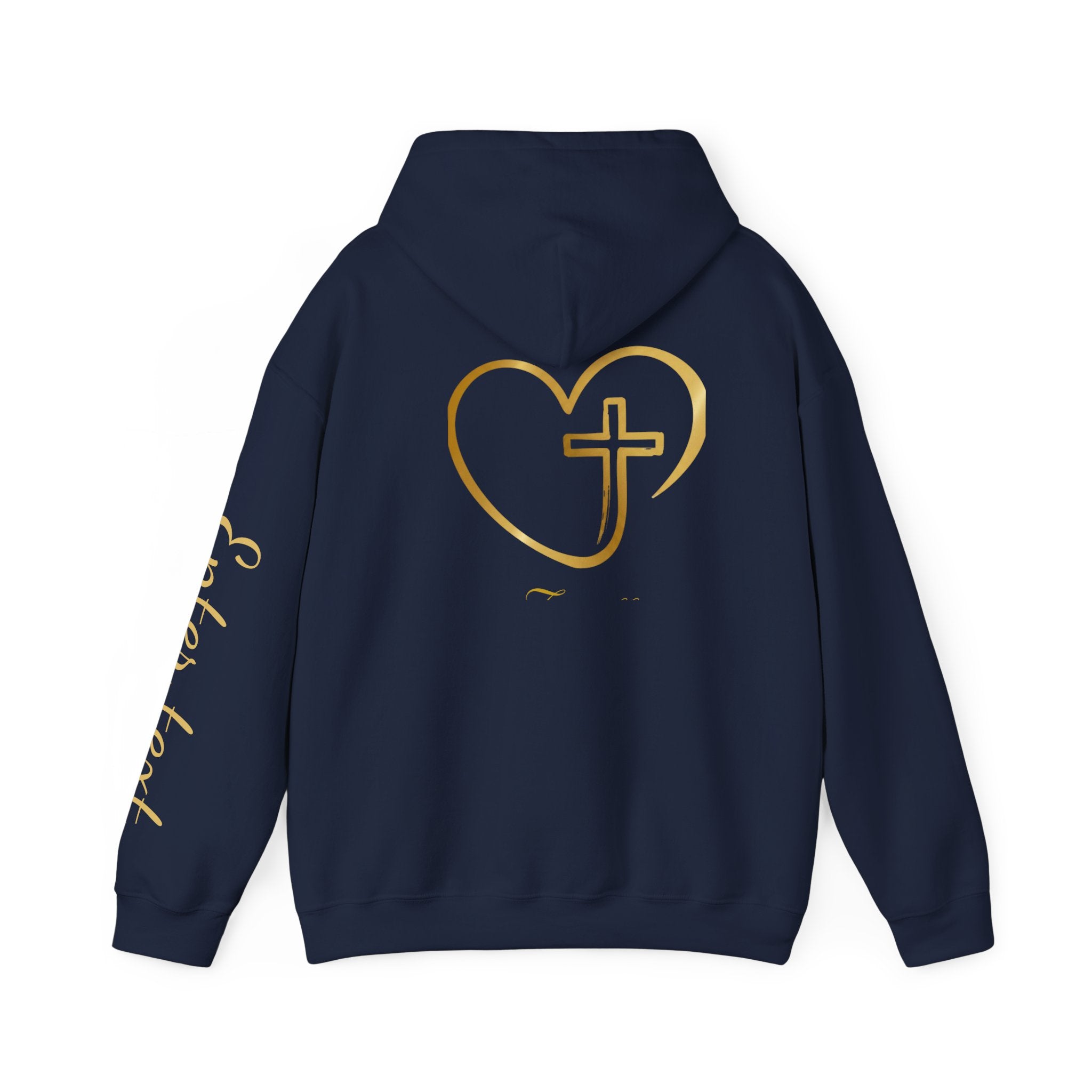Copy of Personalized Christian Heart Hoodie — Gold Cross Heart Religious Pullover
