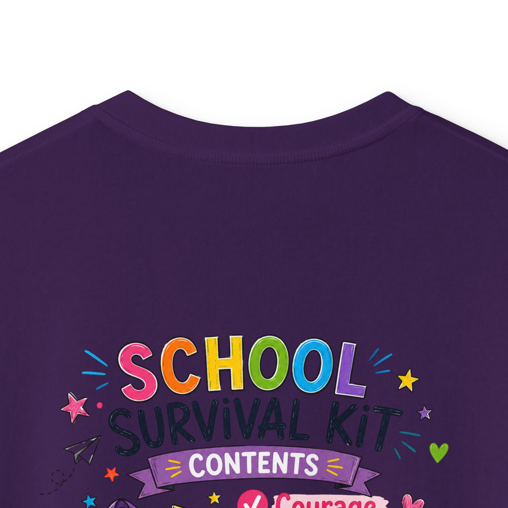 Kids Softstyle Tee- Personalized back to school, with Name, grade, and school survival kit