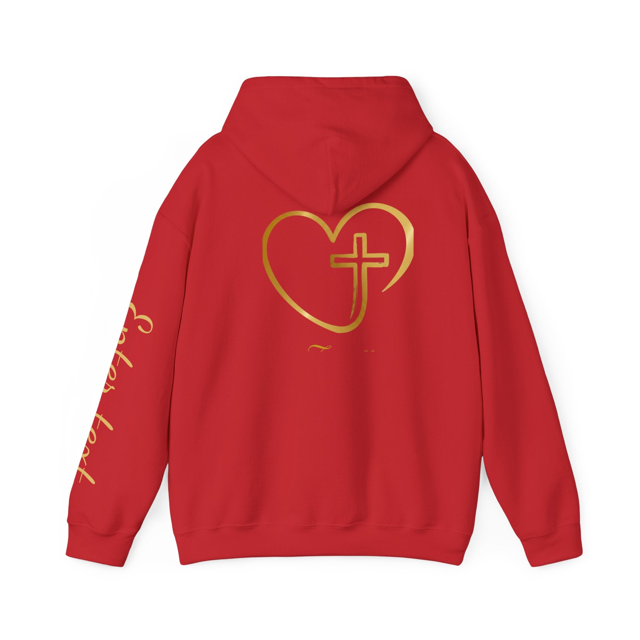 Copy of Personalized Christian Heart Hoodie — Gold Cross Heart Religious Pullover