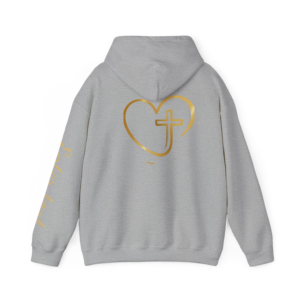 Copy of Personalized Christian Heart Hoodie — Gold Cross Heart Religious Pullover