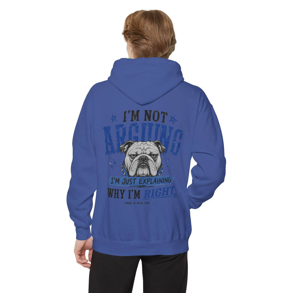 Peace Sign bulldog Hoodie "Explaining Why I Am Right"—  Graphic Pullover