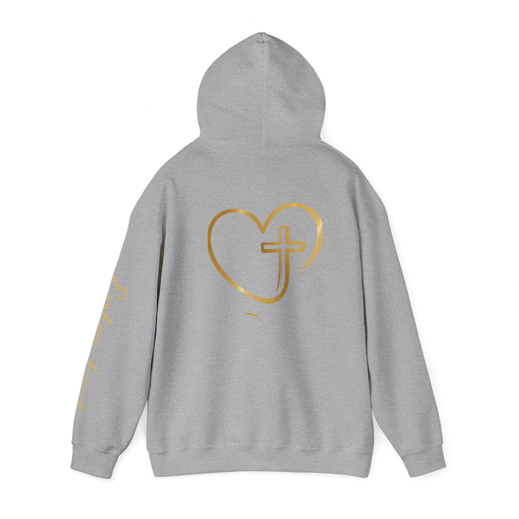 Copy of Personalized Christian Heart Hoodie — Gold Cross Heart Religious Pullover