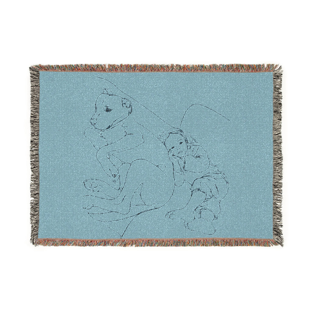 Woven Blanket — Minimalist Line Art Frog Throw Blanket