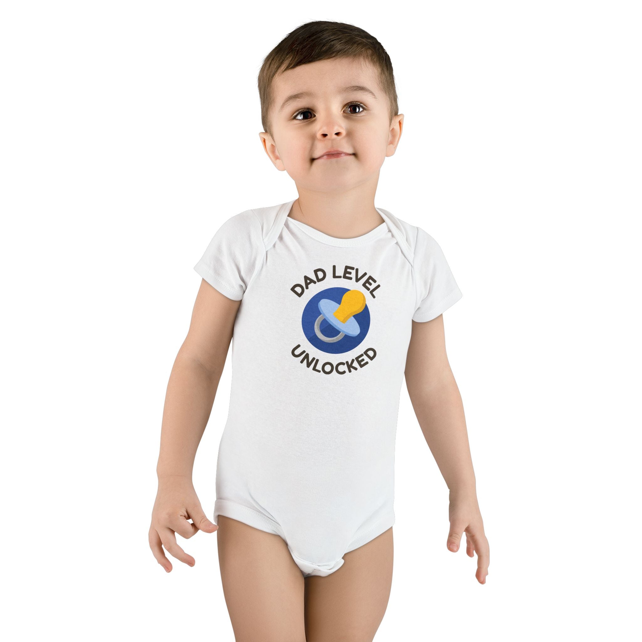 Dad Level Unlocked Baby Onesie - Organic Baby Bodysuit with Pacifier Graphic